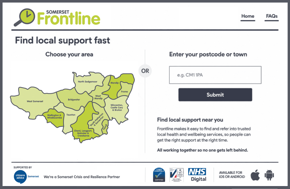 Somerset Frontline home page preview